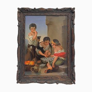 Small German Porcelain Plaque After a 17th Century Painting of Murillo-UCH-1224182