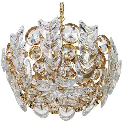 Small Gilt Brass and Crystal Glass Encrusted Chandelier from Palwa, Germany 1970s-UGR-1085775