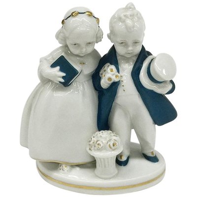 Small Girl & Boy Katzhütte Porcelain Figurine by Hertwig & Co, 1920s / 30s-UCH-1224677