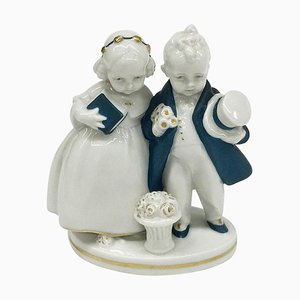 Small Girl & Boy Katzhütte Porcelain Figurine by Hertwig & Co, 1920s / 30s-UCH-1224677