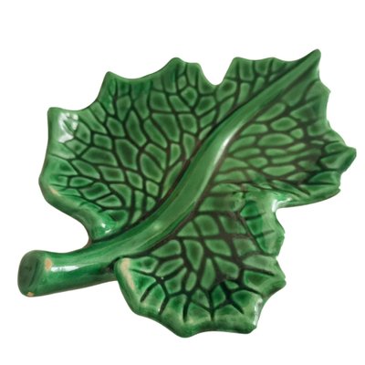 Small Glazed Green Ceramic Leaf Vase by Vallauris France-SCS-1233653