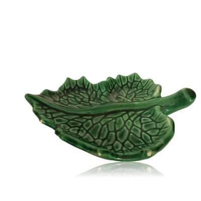 Small Glazed Green Ceramic Leaf Vase by Vallauris France-SCS-1233653