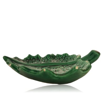 Small Glazed Green Ceramic Leaf Vase by Vallauris France-SCS-1233653