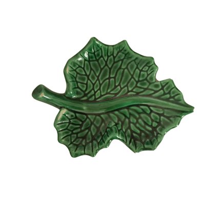 Small Glazed Green Ceramic Leaf Vase by Vallauris France-SCS-1233653