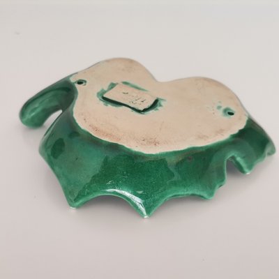 Small Glazed Green Ceramic Leaf Vase by Vallauris France-SCS-1233653