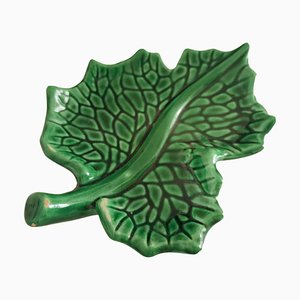 Small Glazed Green Ceramic Leaf Vase by Vallauris France-SCS-1233653