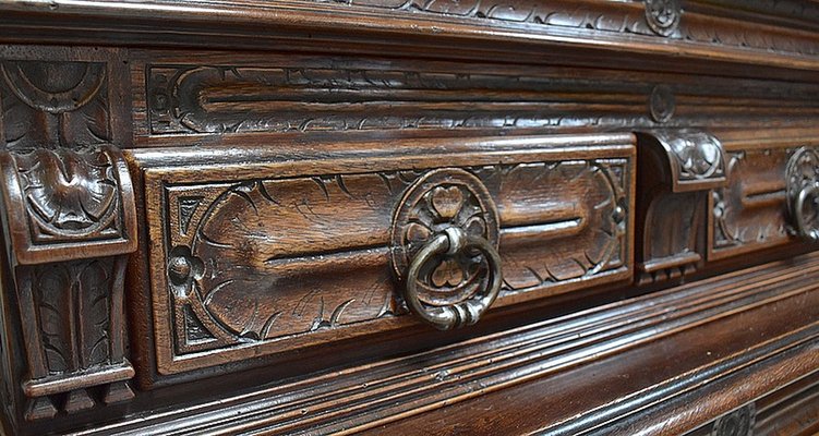 Small Gothic Walnut 2-Part Buffet, 19th Century-RVK-1422963