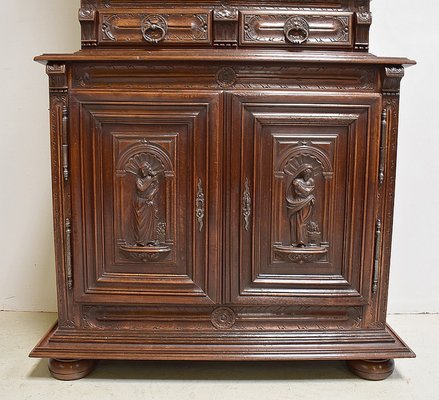 Small Gothic Walnut 2-Part Buffet, 19th Century-RVK-1422963