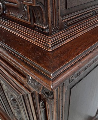 Small Gothic Walnut 2-Part Buffet, 19th Century-RVK-1422963