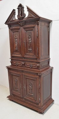 Small Gothic Walnut 2-Part Buffet, 19th Century-RVK-1422963