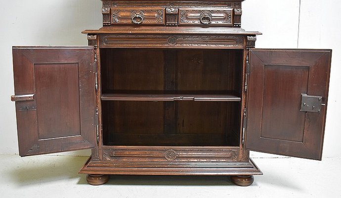 Small Gothic Walnut 2-Part Buffet, 19th Century-RVK-1422963