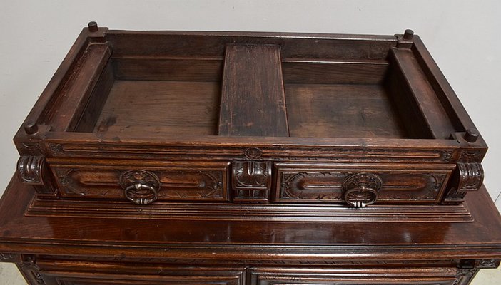 Small Gothic Walnut 2-Part Buffet, 19th Century-RVK-1422963