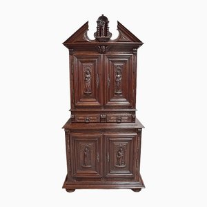 Small Gothic Walnut 2-Part Buffet, 19th Century-RVK-1422963