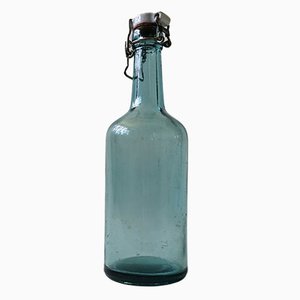 Small Green Glass Bottle with Porcelain Lid from Årnäs, Sweden, Early 1900s-JKV-1795734