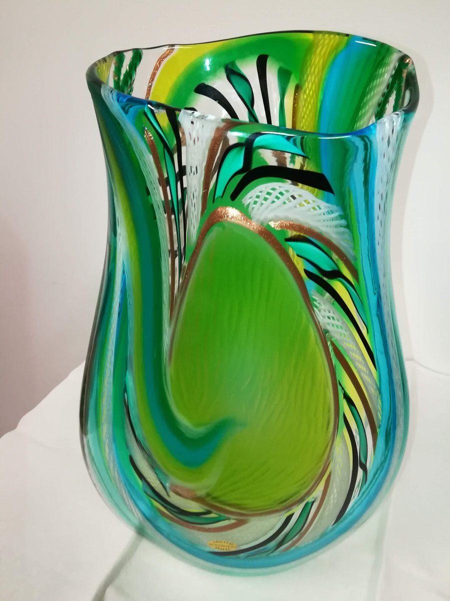 Small Green Murrine Vase by d'Este's Zane