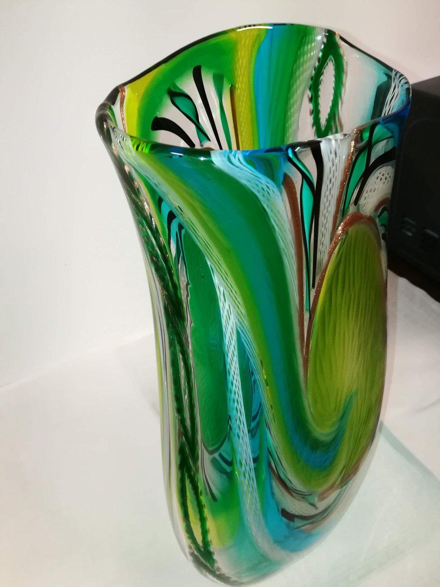 Small Green Murrine Vase by d'Este's Zane