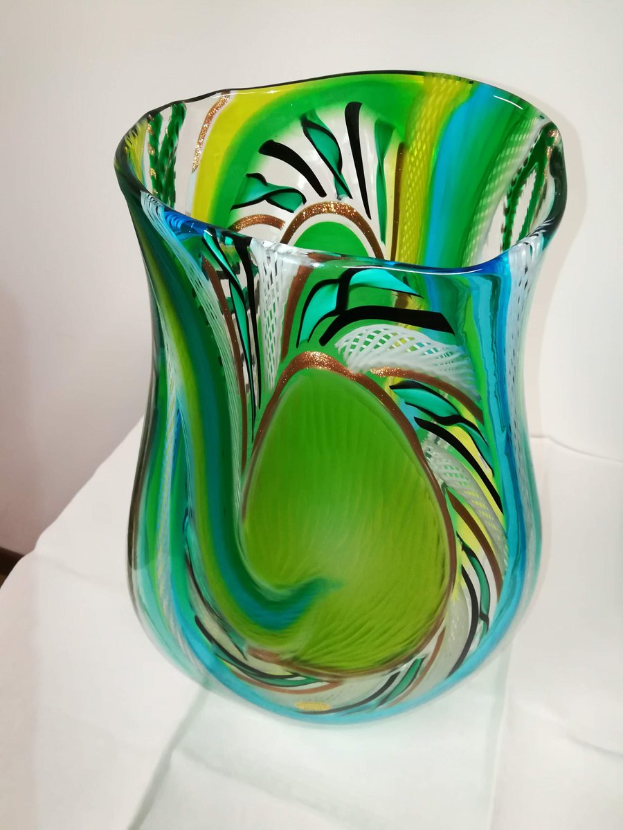 Small Green Murrine Vase by d'Este's Zane