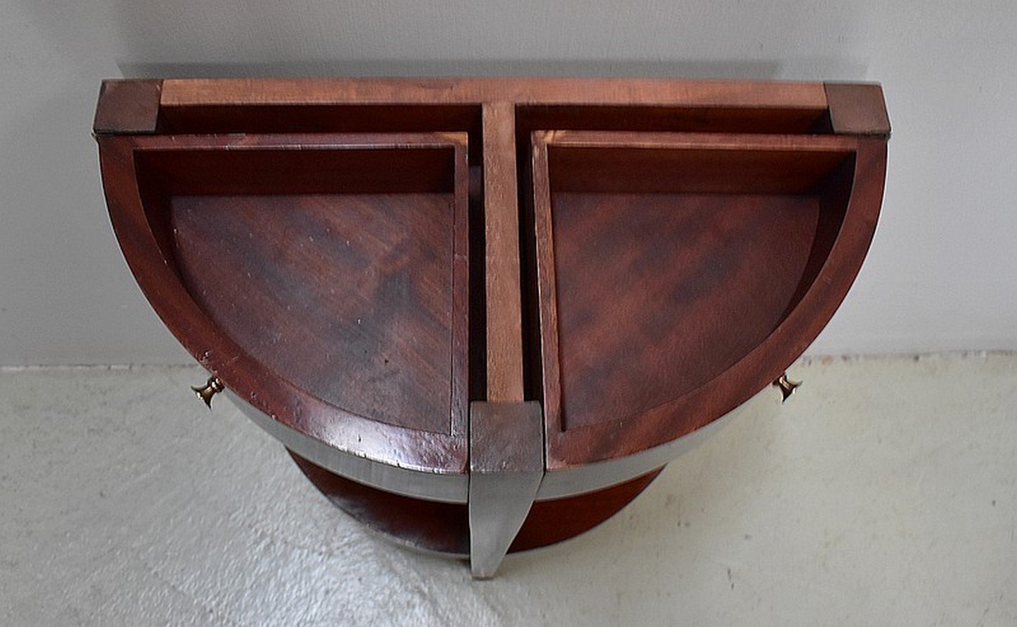 Small Half-Moon Mahogany Console in Directory Style, 1920s