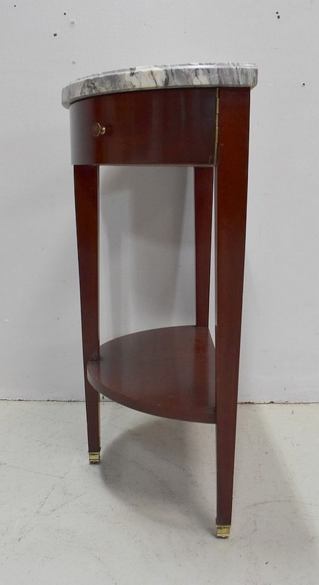 Small Half-Moon Mahogany Console in Directory Style, 1920s