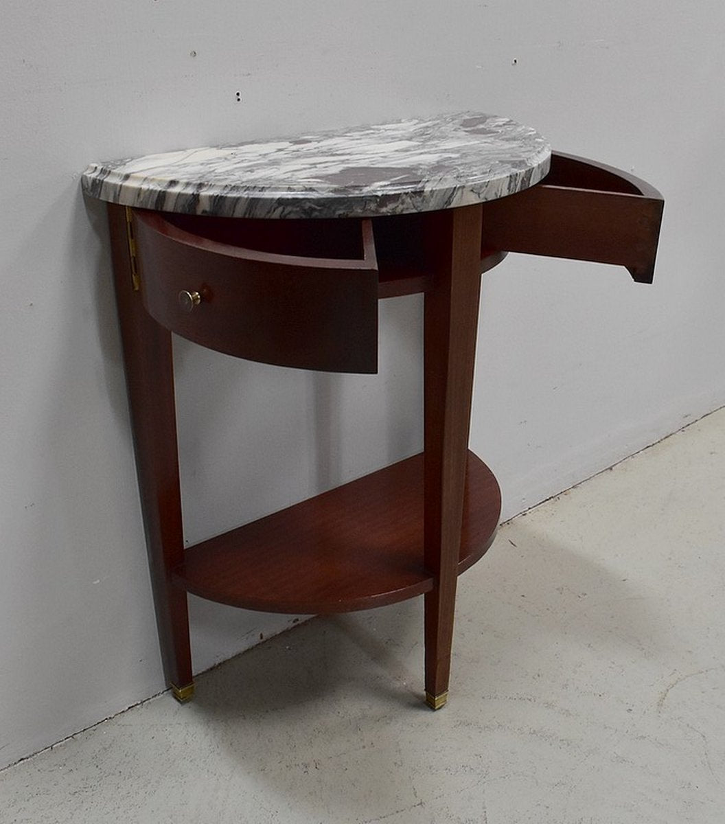 Small Half-Moon Mahogany Console in Directory Style, 1920s