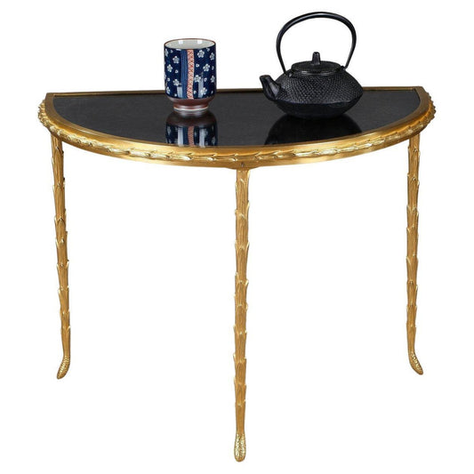 Small Half Moon Table with Bronze Aged Mirror Top from Maison Baguès, 1950s