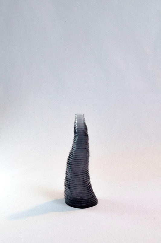 Small Handmade Stratum Tempus Anthracite Acrylic Vase by Daan De Wit