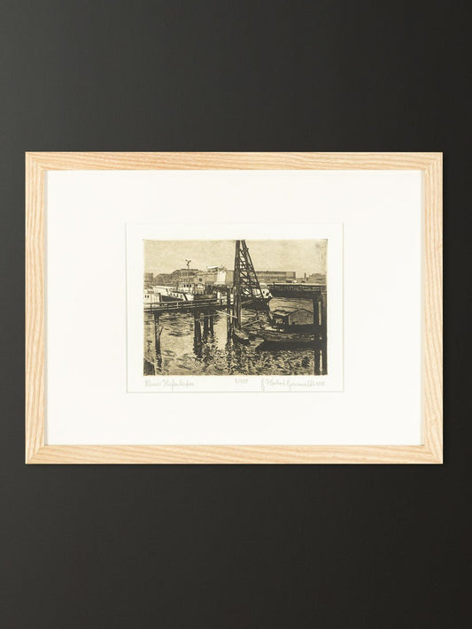 Small Harbor Basin, Etching on Paper, Framed