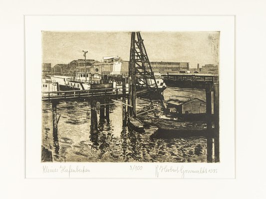 Small Harbor Basin, Etching on Paper, Framed-GPP-1091655