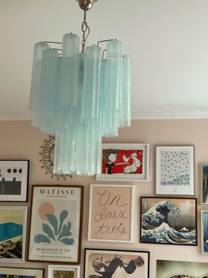 Small Ice blue Murano Glass Tubular Chandelier-ARN-1104818