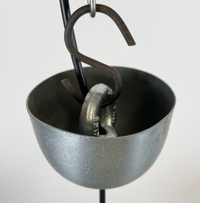 Small Industrial Black Enamel Pendant Lamp, 1950s-CGF-1408558