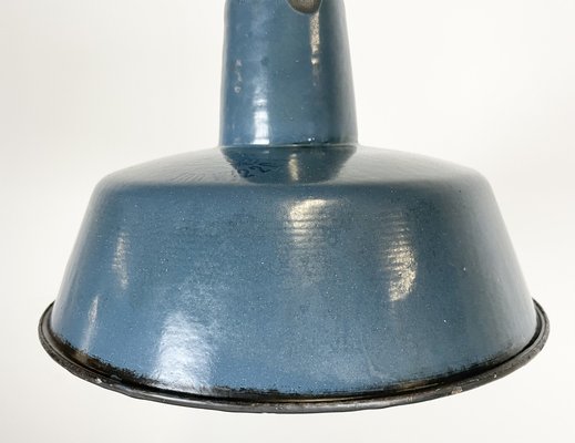 Small Industrial Blue Enamel Pendant Lamp, 1960s-CGF-1369112