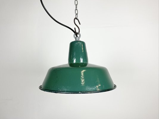 Small Industrial Green Enamel Pendant Lamp, 1960s-CGF-1368580