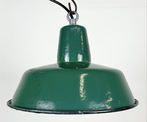 Small Industrial Green Enamel Pendant Lamp, 1960s-CGF-1368580