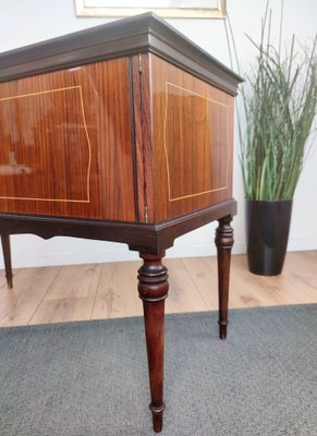 Small Italian Art Deco or Mid-Century Modern Walnut & Brass Desk, 1960s-EUP-1274341