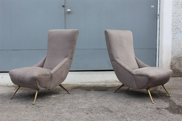 Small Italian Boomerang Lounge Chairs, 1950s, Set of 2-EH-637752