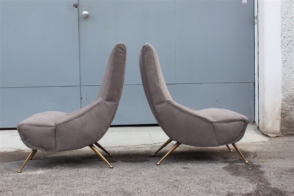 Small Italian Boomerang Lounge Chairs, 1950s, Set of 2-EH-637752