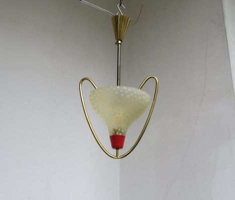 Small Italian Brass and Glass Ceiling Lamp, 1950s-EY-639309