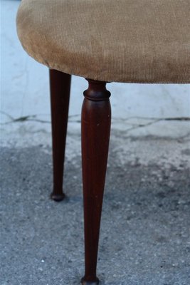 Small Italian Brown Velvet and Mahogany Stool by Cesare Lacca, 1950s-EH-1180596