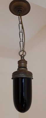 Small Laboratory Lamp with Brass Mounting & Dark Red Glass Screen, 1920s-HOI-1394060