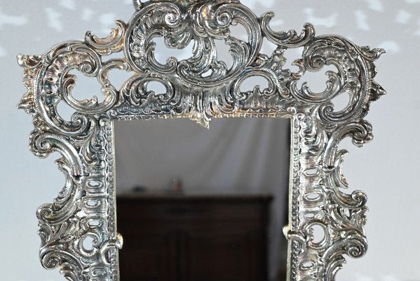 Small Late 19th Century Rocaille Table Mirror in Silver Bronze-RVK-1800214