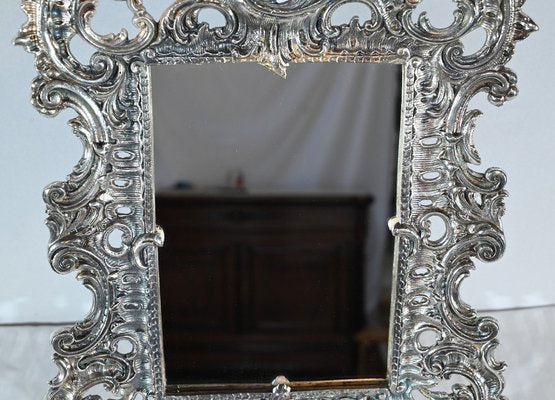 Small Late 19th Century Rocaille Table Mirror in Silver Bronze-RVK-1800214