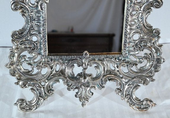 Small Late 19th Century Rocaille Table Mirror in Silver Bronze-RVK-1800214