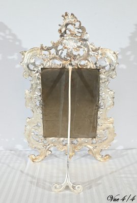 Small Late 19th Century Rocaille Table Mirror in Silver Bronze-RVK-1800214