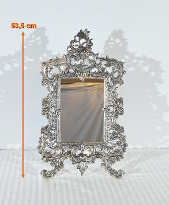 Small Late 19th Century Rocaille Table Mirror in Silver Bronze-RVK-1800214