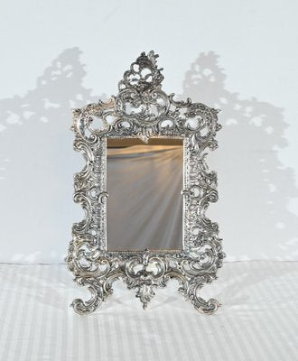 Small Late 19th Century Rocaille Table Mirror in Silver Bronze-RVK-1800214