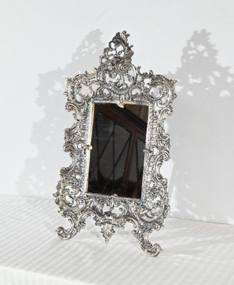 Small Late 19th Century Rocaille Table Mirror in Silver Bronze-RVK-1800214