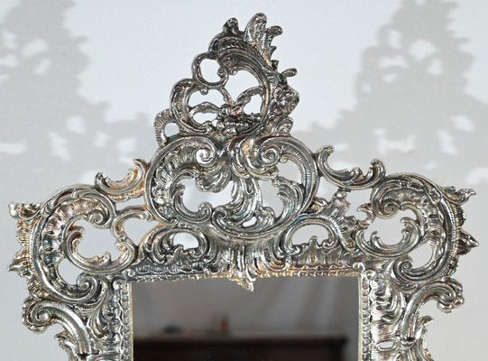 Small Late 19th Century Rocaille Table Mirror in Silver Bronze-RVK-1800214