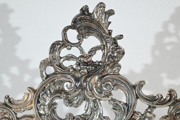 Small Late 19th Century Rocaille Table Mirror in Silver Bronze-RVK-1800214