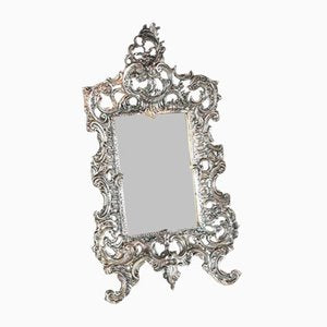 Small Late 19th Century Rocaille Table Mirror in Silver Bronze-RVK-1800214