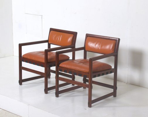 Small Leather Dining Chairs by Edward Wormley, Set of 2-DR-1804172